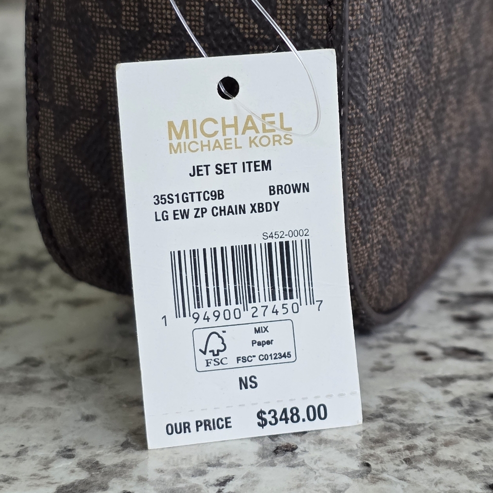 Michael Kors Jet Set Logo Large Brown Crossbody - Picture 7 of 10